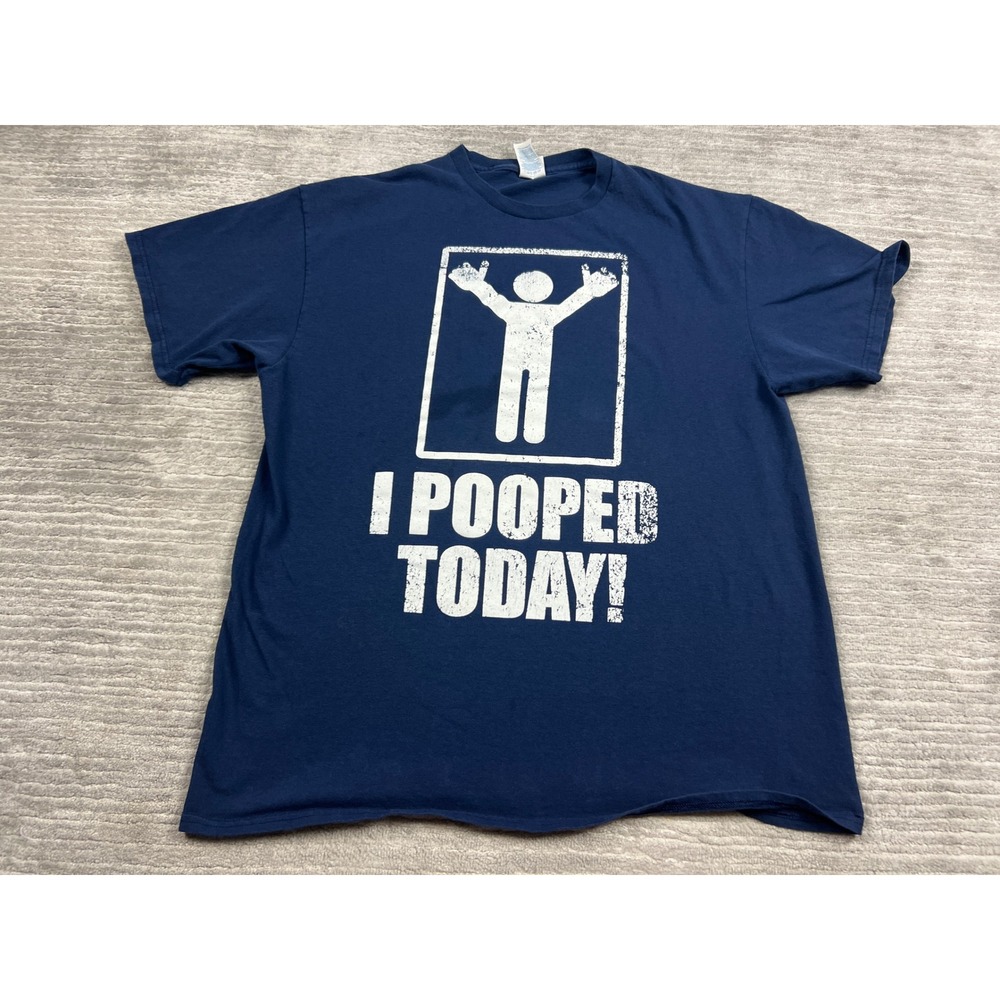 Delta Pro Weight T-Shirt Mens XL Navy I Pooped Today Graphic Humor Short Sleeve